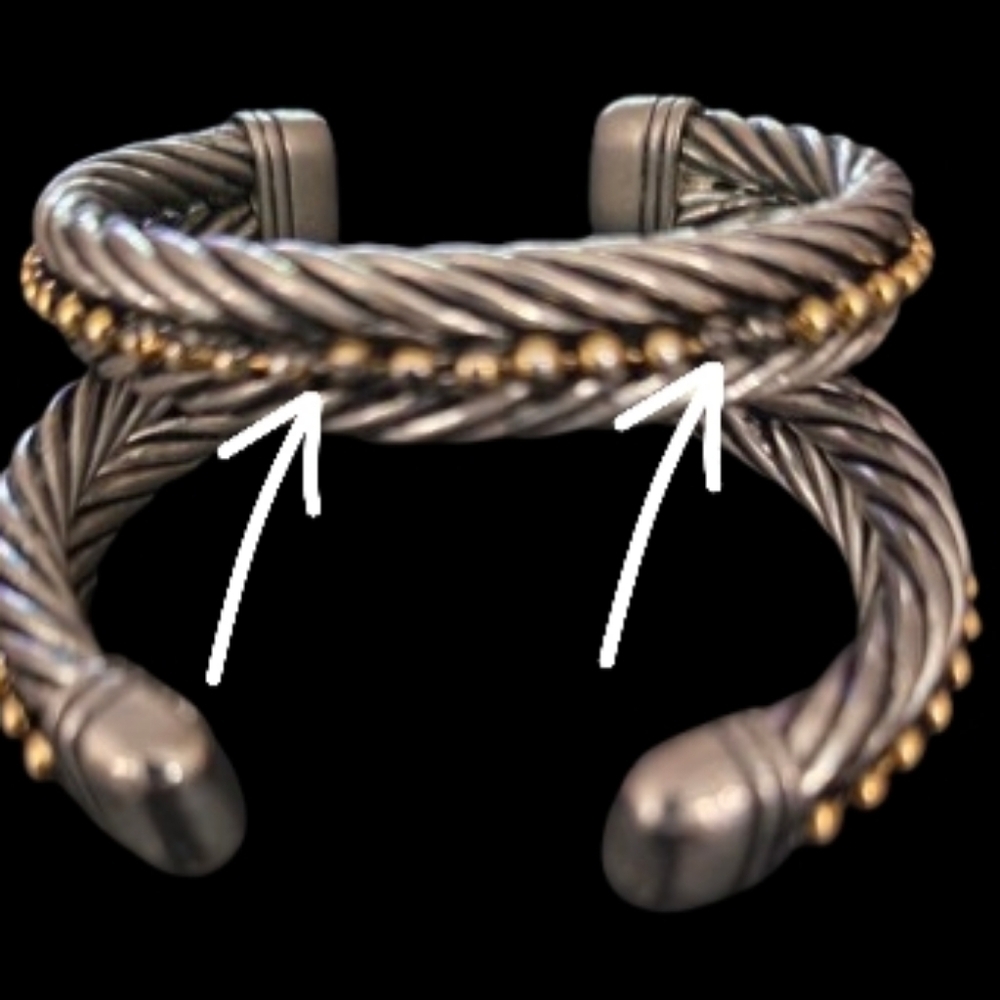 π£ Vintage Set Cable Cut Bold Silver/Gold Tone Cuff 1 Necklace & Bracelets x3 π - Picture 7 of 13